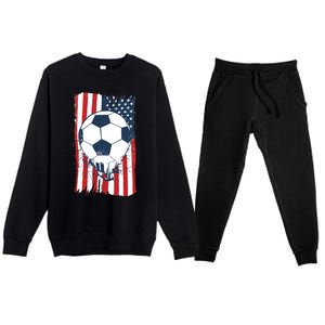 Soccer USA Flag, Soccer Ball Graphic Boys Premium Crewneck Sweatsuit Set