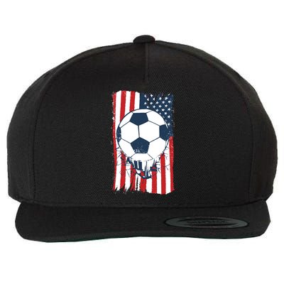 Soccer USA Flag, Soccer Ball Graphic Boys Wool Snapback Cap