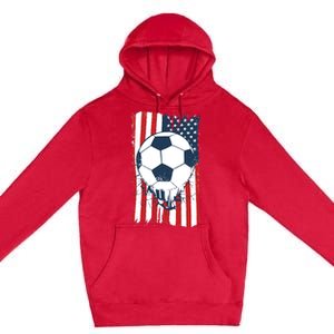 Soccer USA Flag, Soccer Ball Graphic Boys Premium Pullover Hoodie