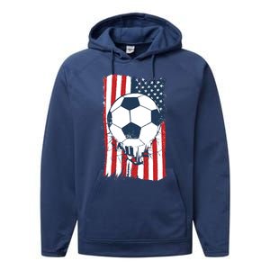 Soccer USA Flag, Soccer Ball Graphic Boys Performance Fleece Hoodie