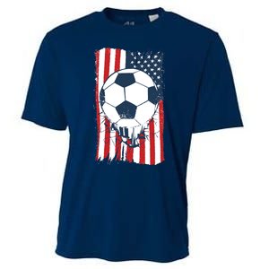 Soccer USA Flag, Soccer Ball Graphic Boys Cooling Performance Crew T-Shirt