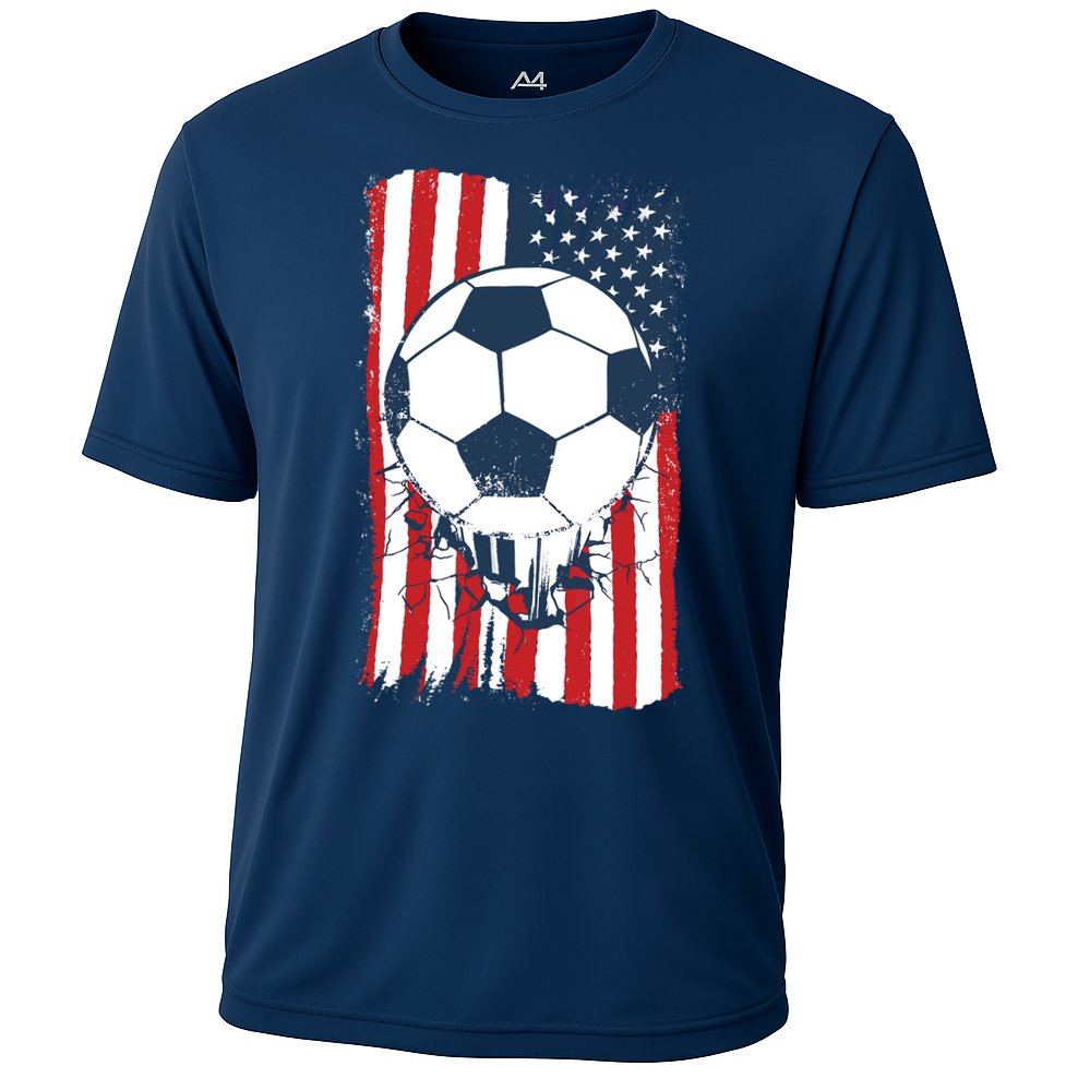 Soccer USA Flag, Soccer Ball Graphic Boys Performance Shirt