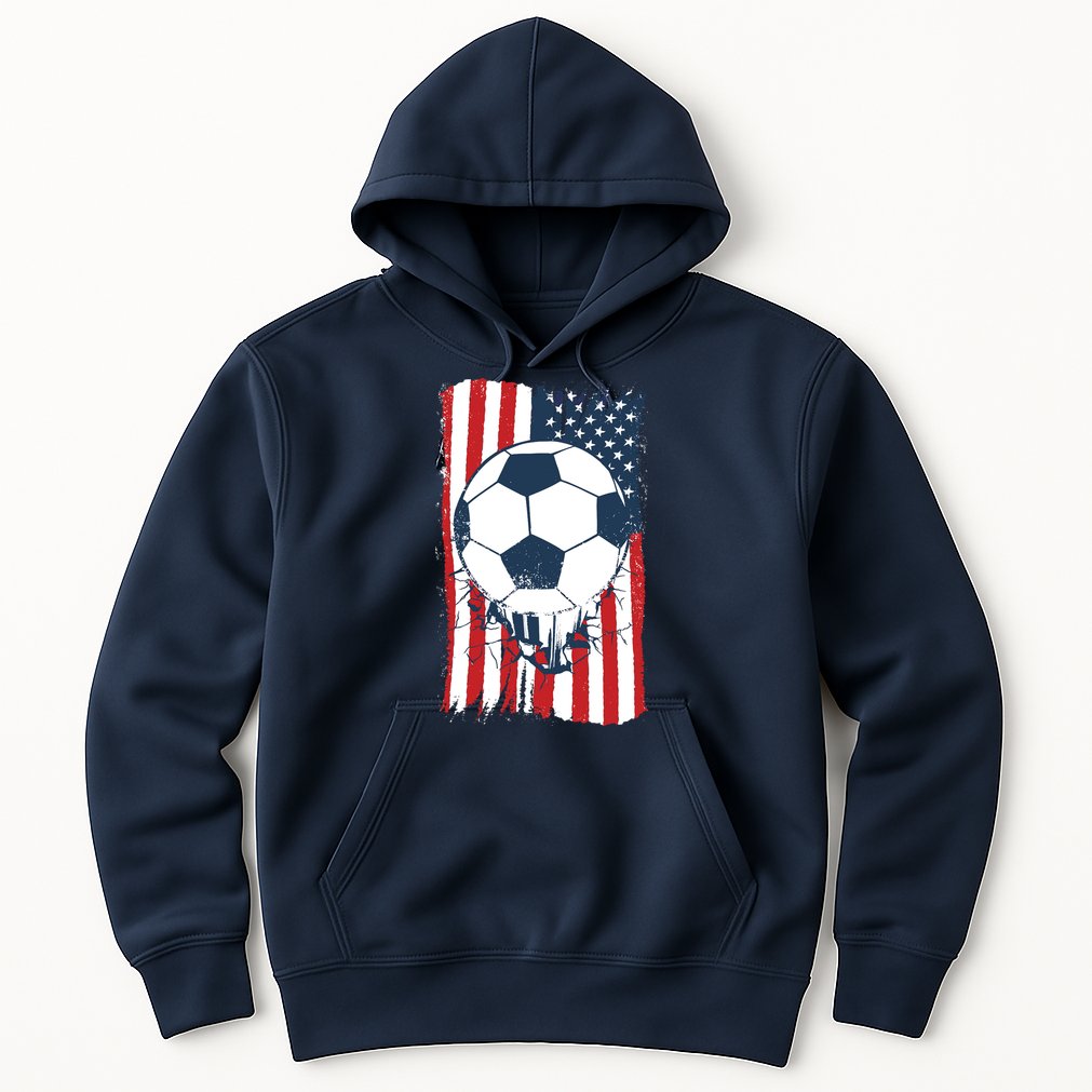 Soccer USA Flag, Soccer Ball Graphic Boys Hoodie