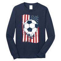 Soccer USA Flag, Soccer Ball Graphic Boys Long Sleeve Shirt