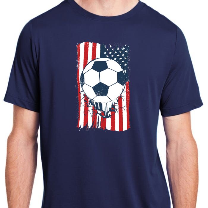 Soccer USA Flag, Soccer Ball Graphic Boys Adult ChromaSoft Performance T-Shirt