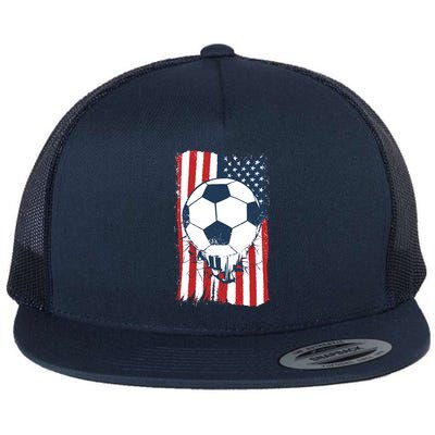 Soccer USA Flag, Soccer Ball Graphic Boys Flatbill Hat