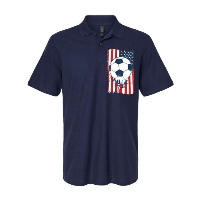 Soccer USA Flag, Soccer Ball Graphic Boys Softstyle Adult Sport Polo