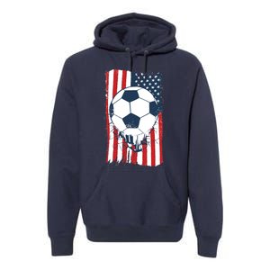 Soccer USA Flag, Soccer Ball Graphic Boys Premium Hoodie