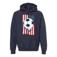 Soccer USA Flag, Soccer Ball Graphic Boys Premium Hoodie