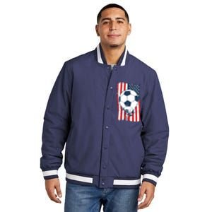 Soccer USA Flag, Soccer Ball Graphic Boys Insulated Varsity Jacket