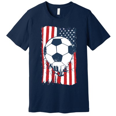 Soccer USA Flag, Soccer Ball Graphic Boys Premium T-Shirt