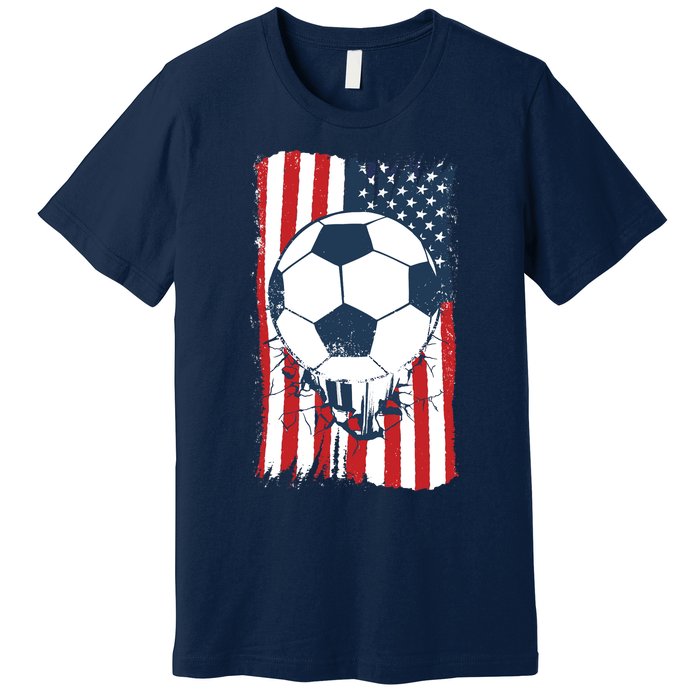 Soccer USA Flag, Soccer Ball Graphic Boys Premium T-Shirt