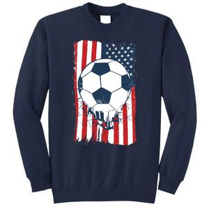 Soccer USA Flag, Soccer Ball Graphic Boys Tall Sweatshirt