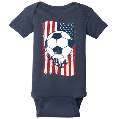 Soccer USA Flag, Soccer Ball Graphic Boys Baby Bodysuit