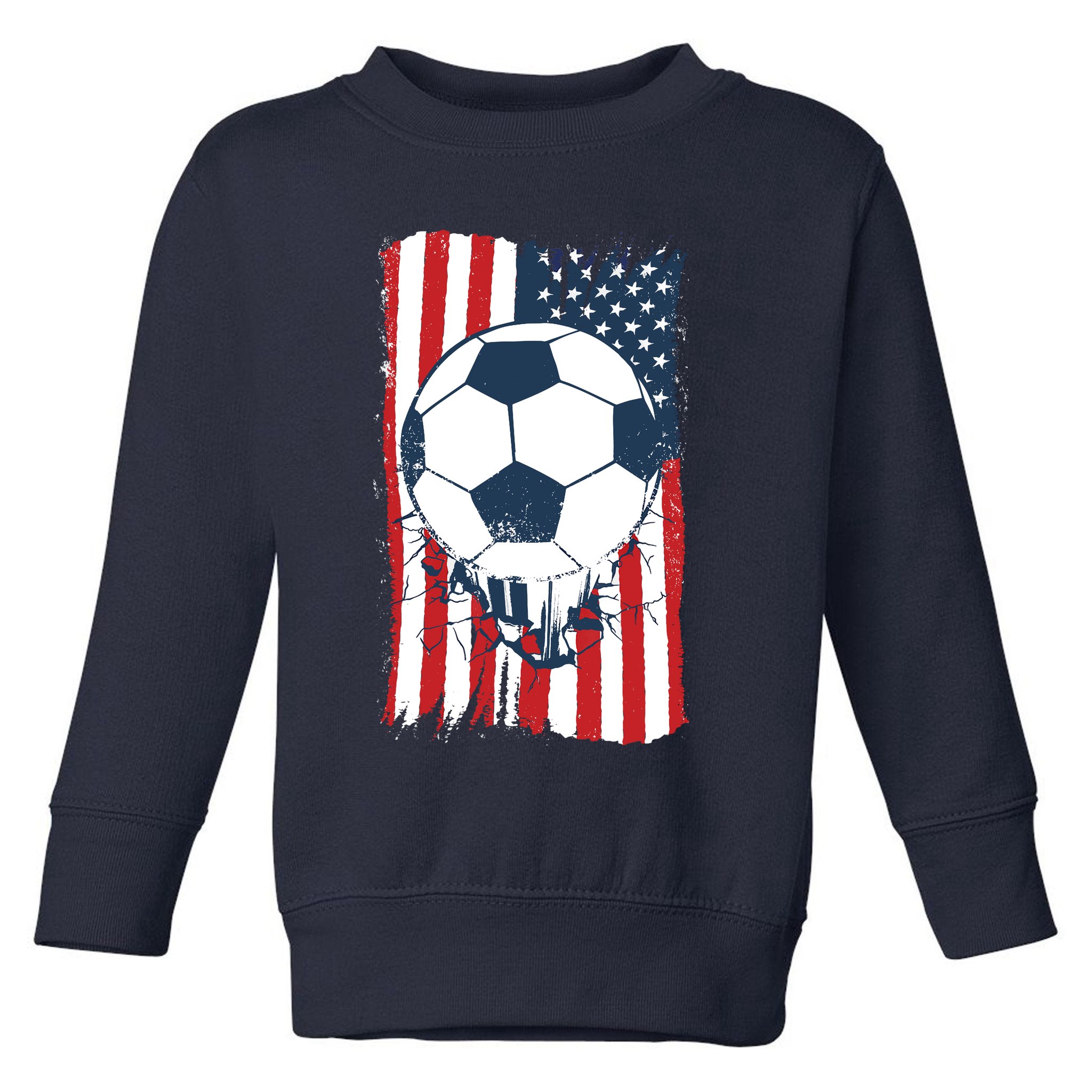 Soccer USA Flag, Soccer Ball Graphic Boys Toddler Sweatshirt