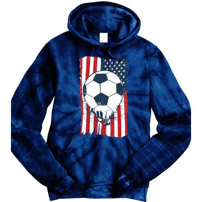 Soccer USA Flag, Soccer Ball Graphic Boys Tie Dye Hoodie