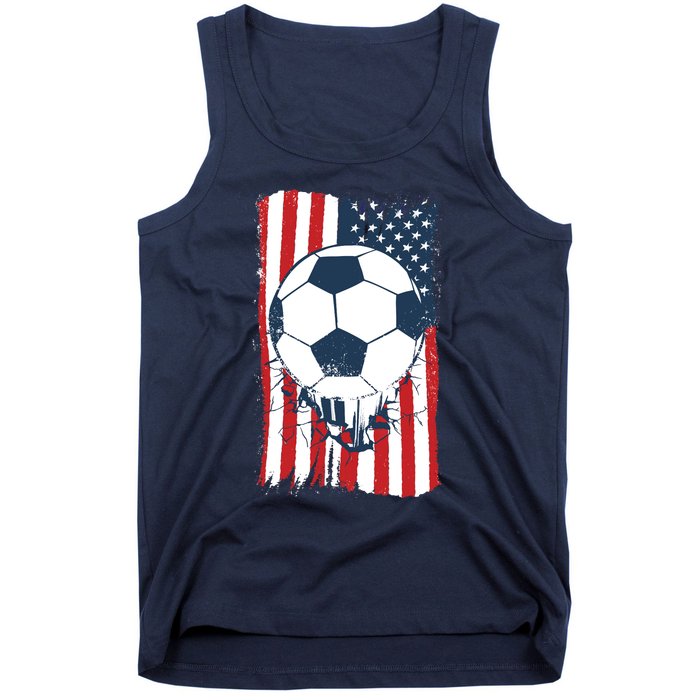 Soccer USA Flag, Soccer Ball Graphic Boys Tank Top