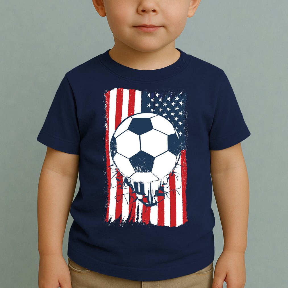 Soccer USA Flag, Soccer Ball Graphic Boys Toddler T-Shirt