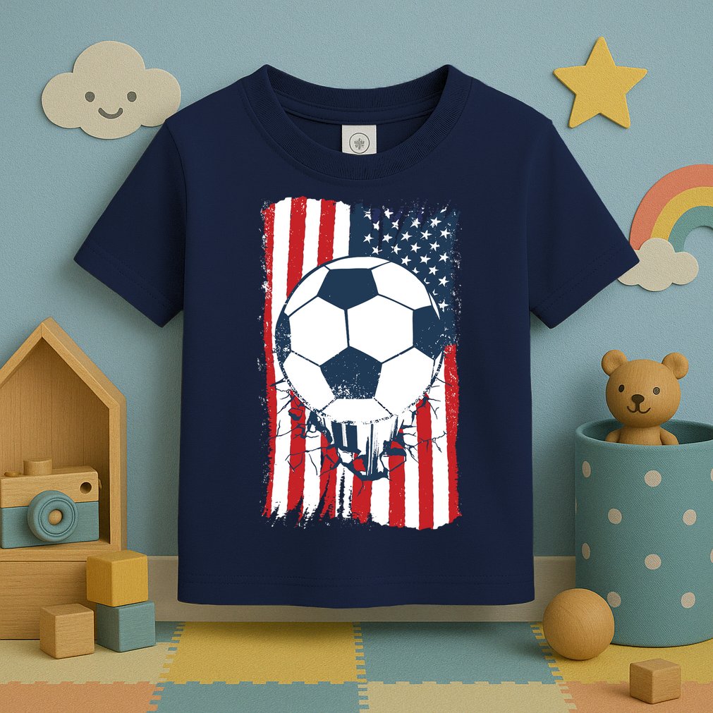 Soccer USA Flag, Soccer Ball Graphic Boys Toddler T-Shirt