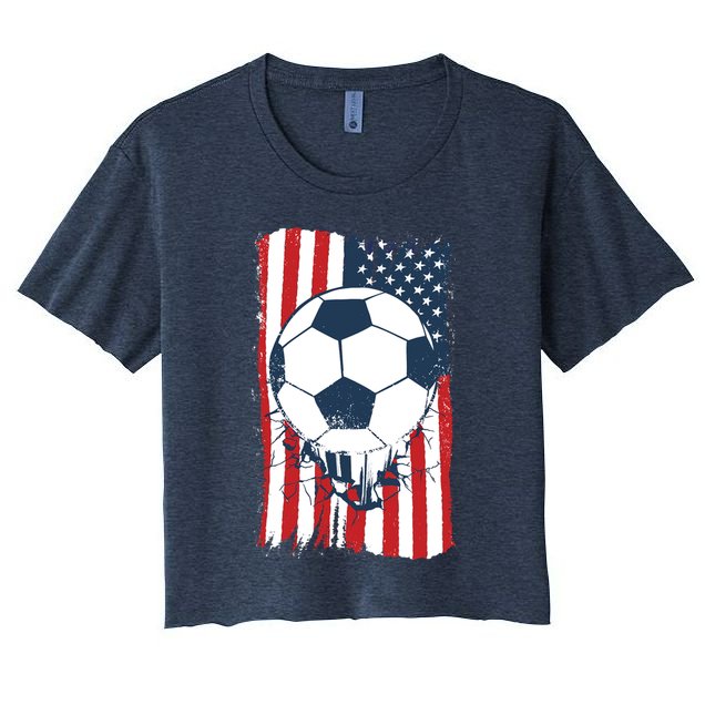 Soccer USA Flag, Soccer Ball Graphic Boys Crop Top