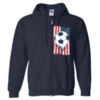 Soccer USA Flag, Soccer Ball Graphic Boys Full Zip Hoodie