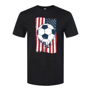 Soccer USA Flag, Soccer Ball Graphic Boys Softstyle CVC T-Shirt