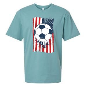 Soccer USA Flag, Soccer Ball Graphic Boys Sueded Cloud Jersey T-Shirt