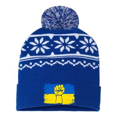 Support Ukraine Flag I Stand With Ukraine Gift USA-Made Snowflake Beanie