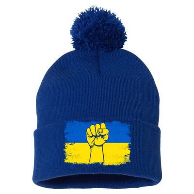 Support Ukraine Flag I Stand With Ukraine Gift Pom Pom 12in Knit Beanie