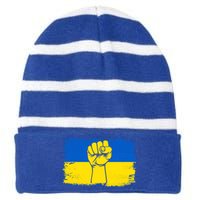 Support Ukraine Flag I Stand With Ukraine Gift Striped Beanie with Solid Band