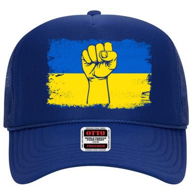 Support Ukraine Flag I Stand With Ukraine Gift High Crown Mesh Back Trucker Hat