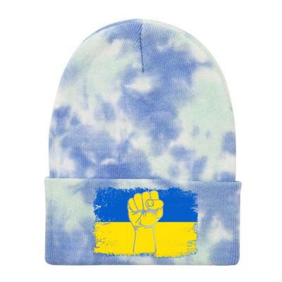 Support Ukraine Flag I Stand With Ukraine Gift Tie Dye 12in Knit Beanie