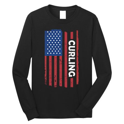 Sport Us Flag Curling Great Gift Long Sleeve Shirt