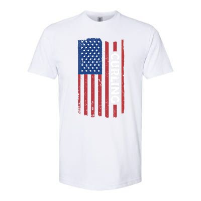 Sport Us Flag Curling Great Gift Softstyle® CVC T-Shirt