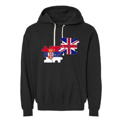 Serbia Uk Flag British Serbian Garment-Dyed Fleece Hoodie