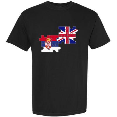 Serbia Uk Flag British Serbian Garment-Dyed Heavyweight T-Shirt