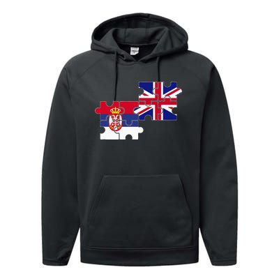 Serbia Uk Flag British Serbian Performance Fleece Hoodie