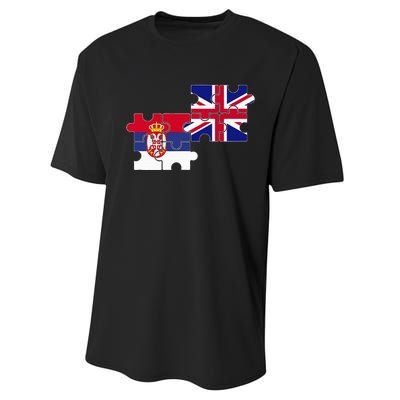 Serbia Uk Flag British Serbian Performance Sprint T-Shirt