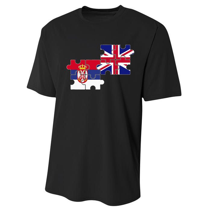 Serbia Uk Flag British Serbian Performance Sprint T-Shirt