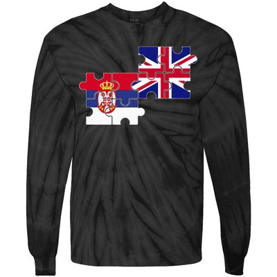 Serbia Uk Flag British Serbian Tie-Dye Long Sleeve Shirt