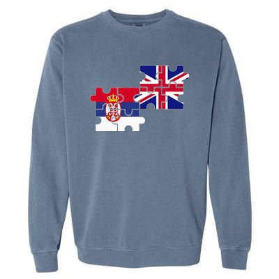 Serbia Uk Flag British Serbian Garment-Dyed Sweatshirt