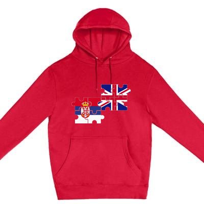 Serbia Uk Flag British Serbian Premium Pullover Hoodie