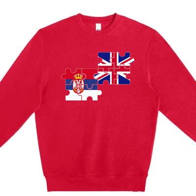 Serbia Uk Flag British Serbian Premium Crewneck Sweatshirt