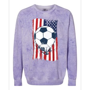 Soccer USA Flag , Soccer Ball Graphic Boys  Colorblast Crewneck Sweatshirt