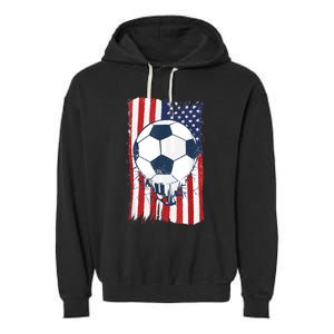 Soccer USA Flag , Soccer Ball Graphic Boys  Garment-Dyed Fleece Hoodie