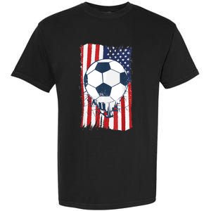 Soccer USA Flag , Soccer Ball Graphic Boys  Garment-Dyed Heavyweight T-Shirt