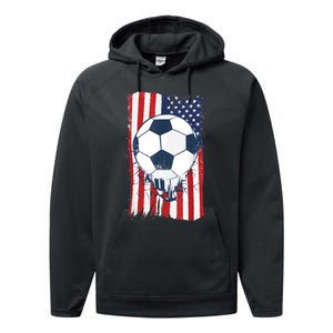 Soccer USA Flag , Soccer Ball Graphic Boys  Performance Fleece Hoodie