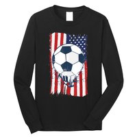 Soccer USA Flag , Soccer Ball Graphic Boys  Long Sleeve Shirt