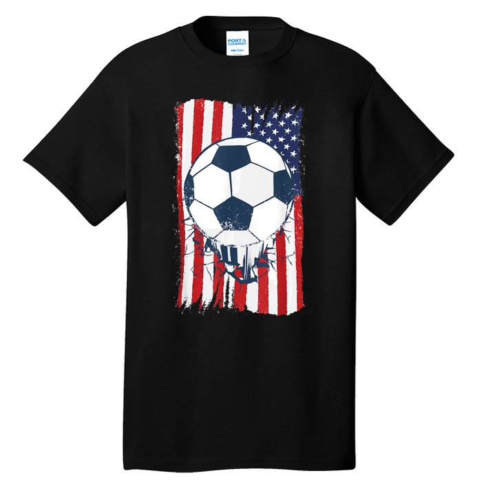 Soccer USA Flag , Soccer Ball Graphic Boys  Tall T-Shirt