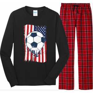 Soccer USA Flag , Soccer Ball Graphic Boys  Long Sleeve Pajama Set